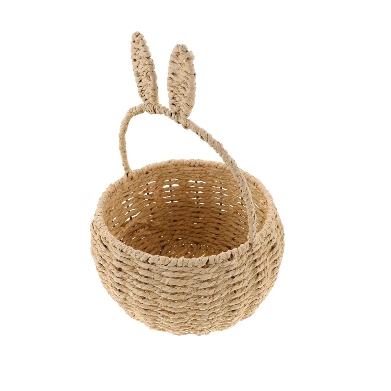 Easter Rattan Woven Hand Basket Sundry Organizer Diy Flowers Storage Holder Rabbit Picnic Home