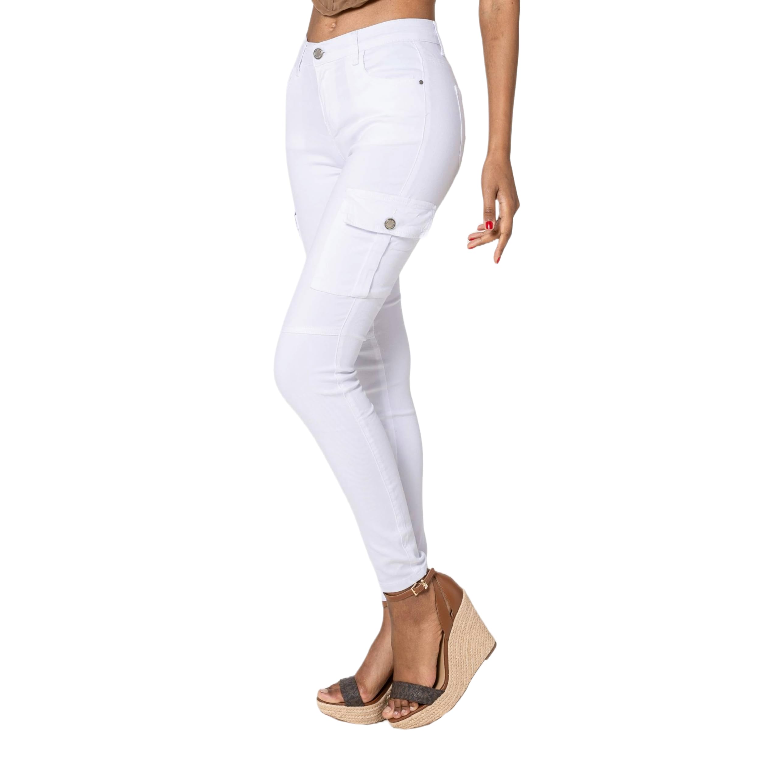 Nina Carter - S353 - Pantalon cargo pour femme - Sur mesure - Élastique - Look usé