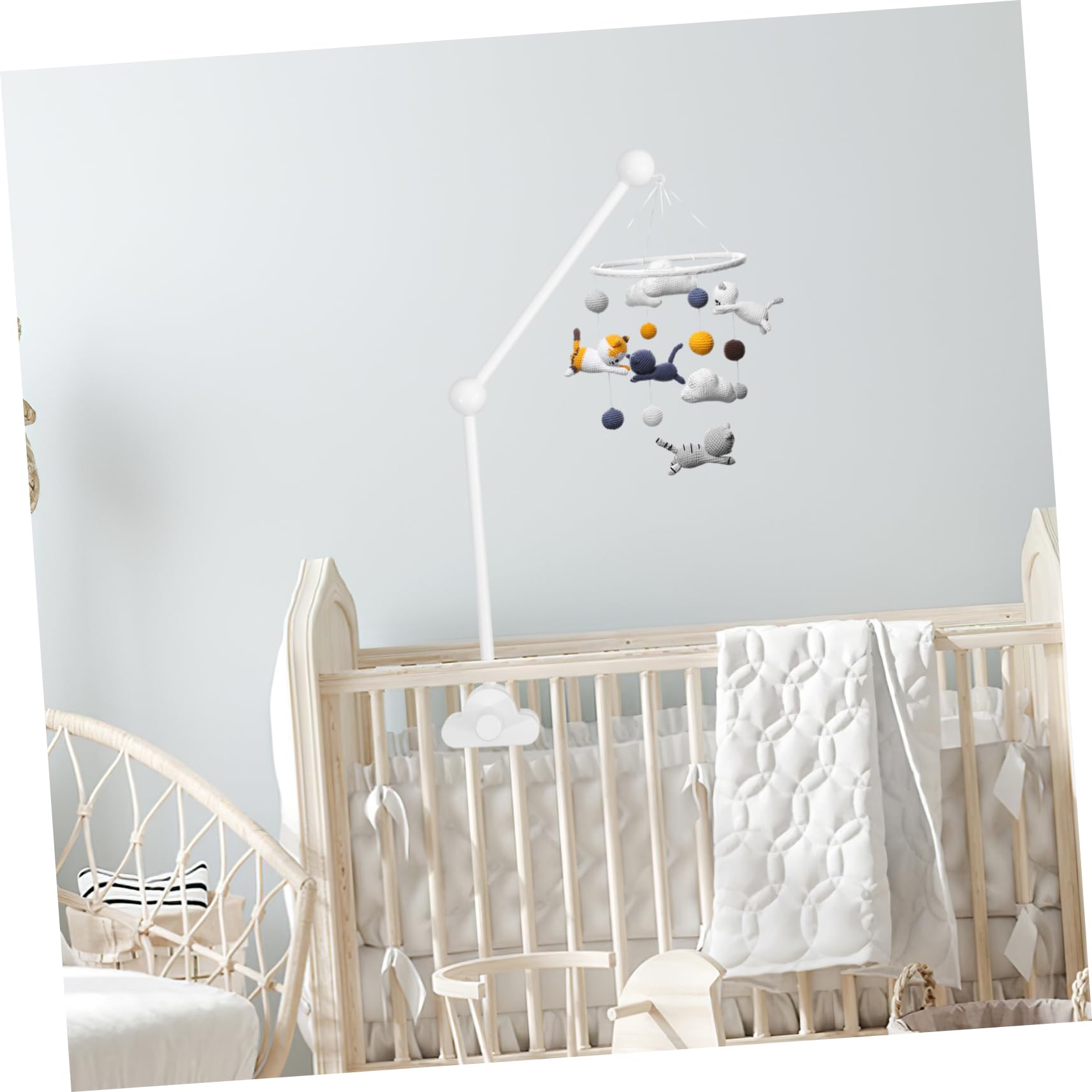 Toyvian 5stücke Cloud Mobile Halterung Für Babybett Höhenverstellbar Stabiler Holzarm Für Spieluhren Dekorative Wickeltisch-Dekoration Einfach Zu Montieren Für Entspannende