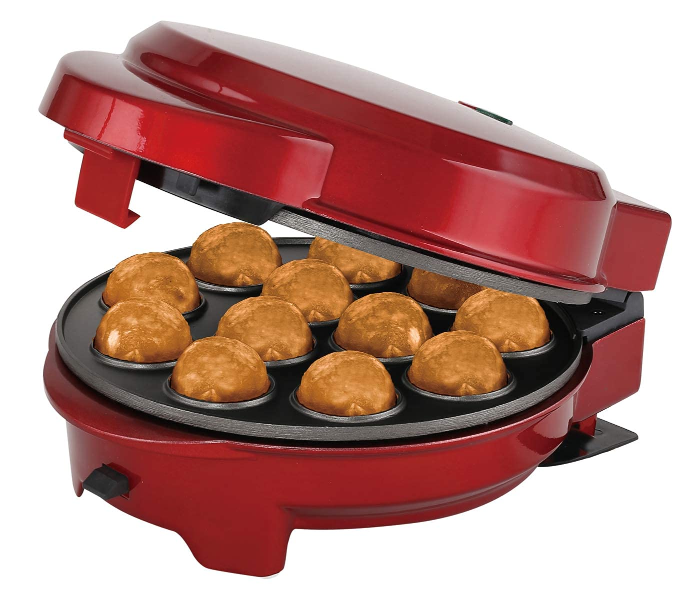 3 en1 Moule à donut, muffins et popcake maker 3 plaques de cuisson interchangeables Rouge métallique