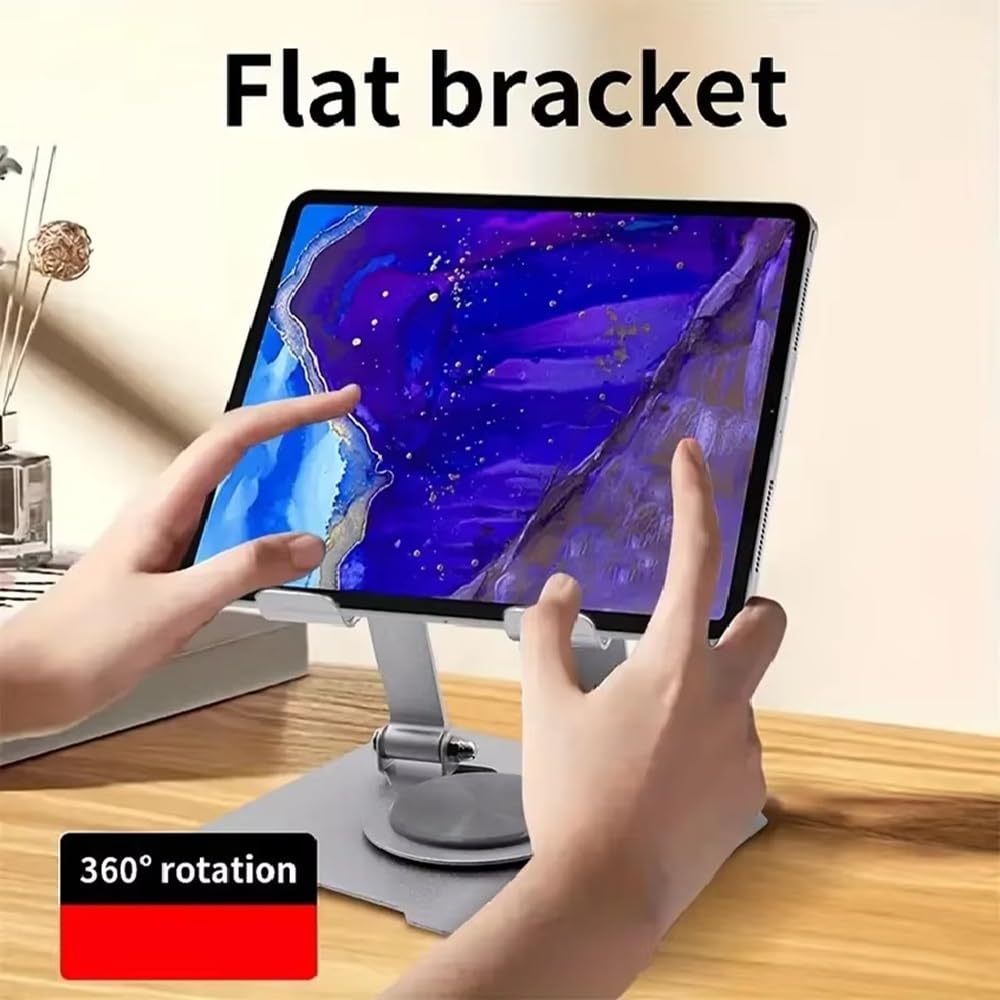 Dyazo Aluminium Tablet Stand Holder with 360° Rotating Base, Multi Angle Adjustments Compatible for iPad Pro | 11 | 10.9 | 10.2 | Air | Mini, Samsung Galaxy Tab, Lenovo Pad and All Tablets-Silver — Amazon image 3