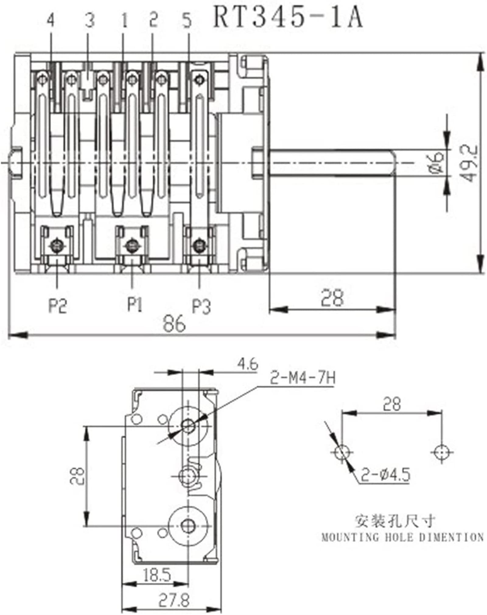 Encoder Switch Encoder Nero Riscaldatore elettrico rotativo a 360 gradi Manopola di alimentazione Interruttore 20A 16A 250V Interruttore a ingranaggi Multi Range Stufa Forno Interruttore RT345-1A