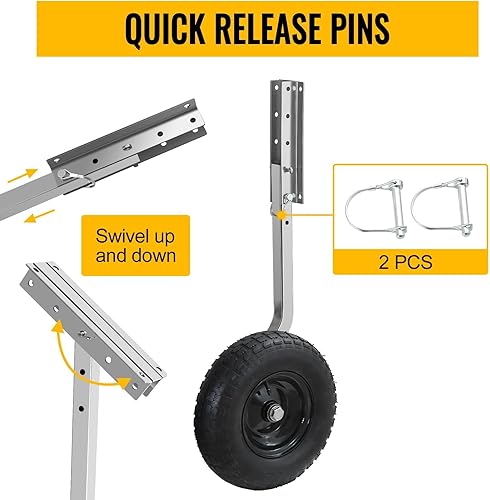 Vista 4 de Ruedas de lanzamiento de barco premium, rueda de lanzamiento de popa de barco de 12 pulgadas, ruedas de barco Jon para barcos inflables