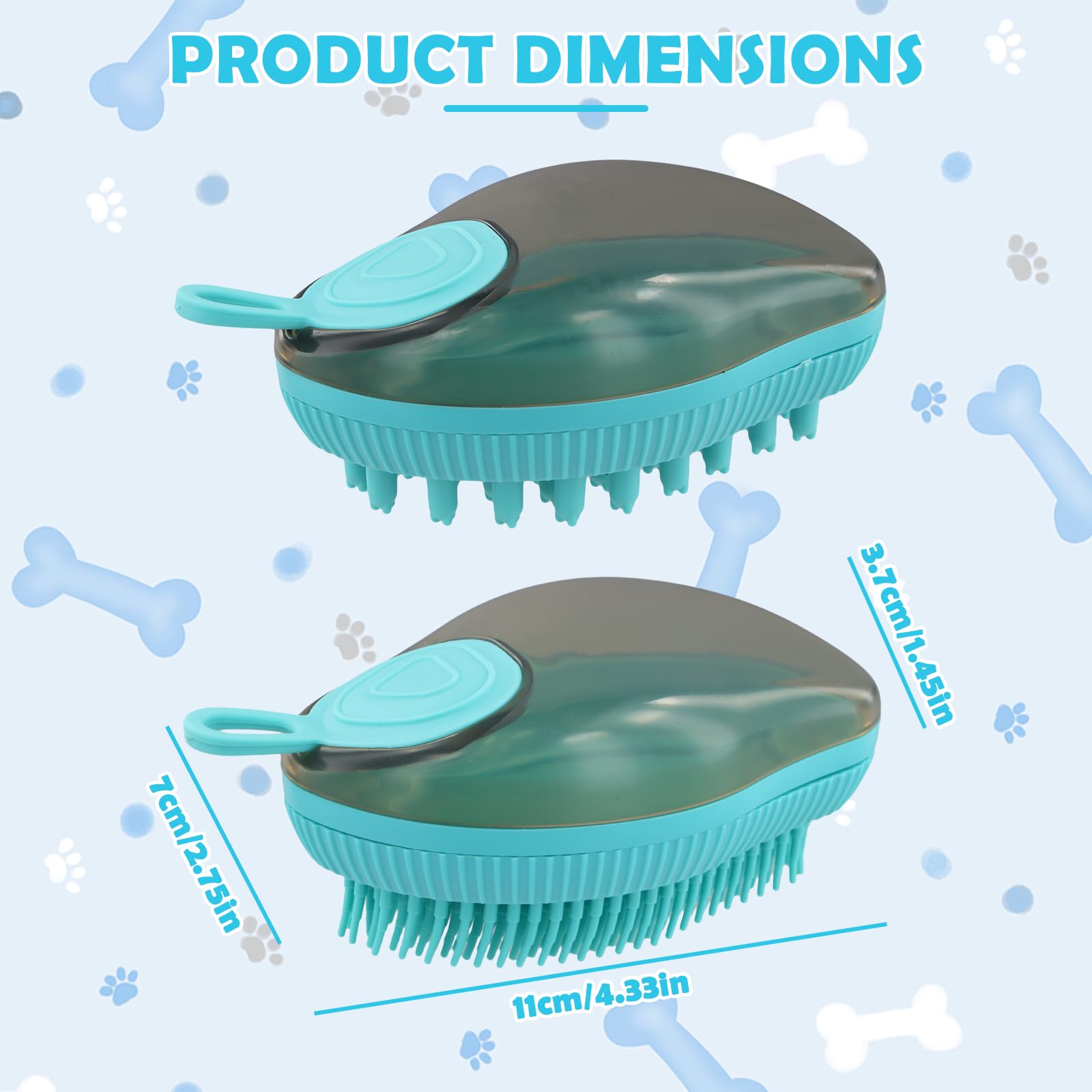 2 PCS Dog Shampoo Bath Brush & Cat Brush, Use Wet or Dry as Dog Grooming Brushes with Soap Dispenser - Image 3