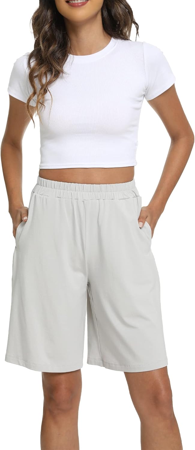 GYS Women's Bamboo Viscose Pajama Shorts - Super Soft Sleep Shorts with Pockets & Elastic Waist - Image 3