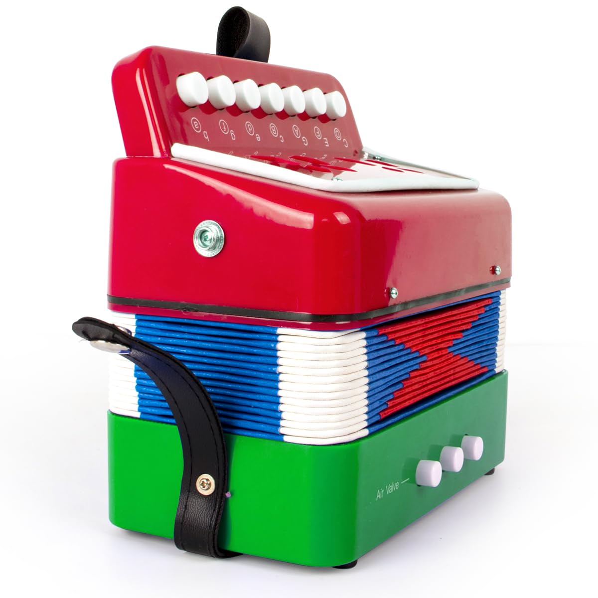 Horse Acordeón para niños, 10 botones, botón de control, acordeón, instrumentos musicales para niños, principiantes, ligero y respetuoso con el medio ambiente