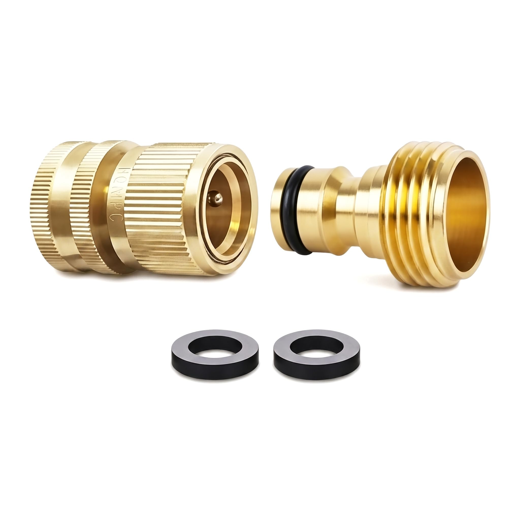 Mtbricey Brass Hose Connector Quick Release Fitting 3/4" GHT Garden Tap Adapter with Rubber Seal for Hoses Spray Guns & Outdoor Garden Watering