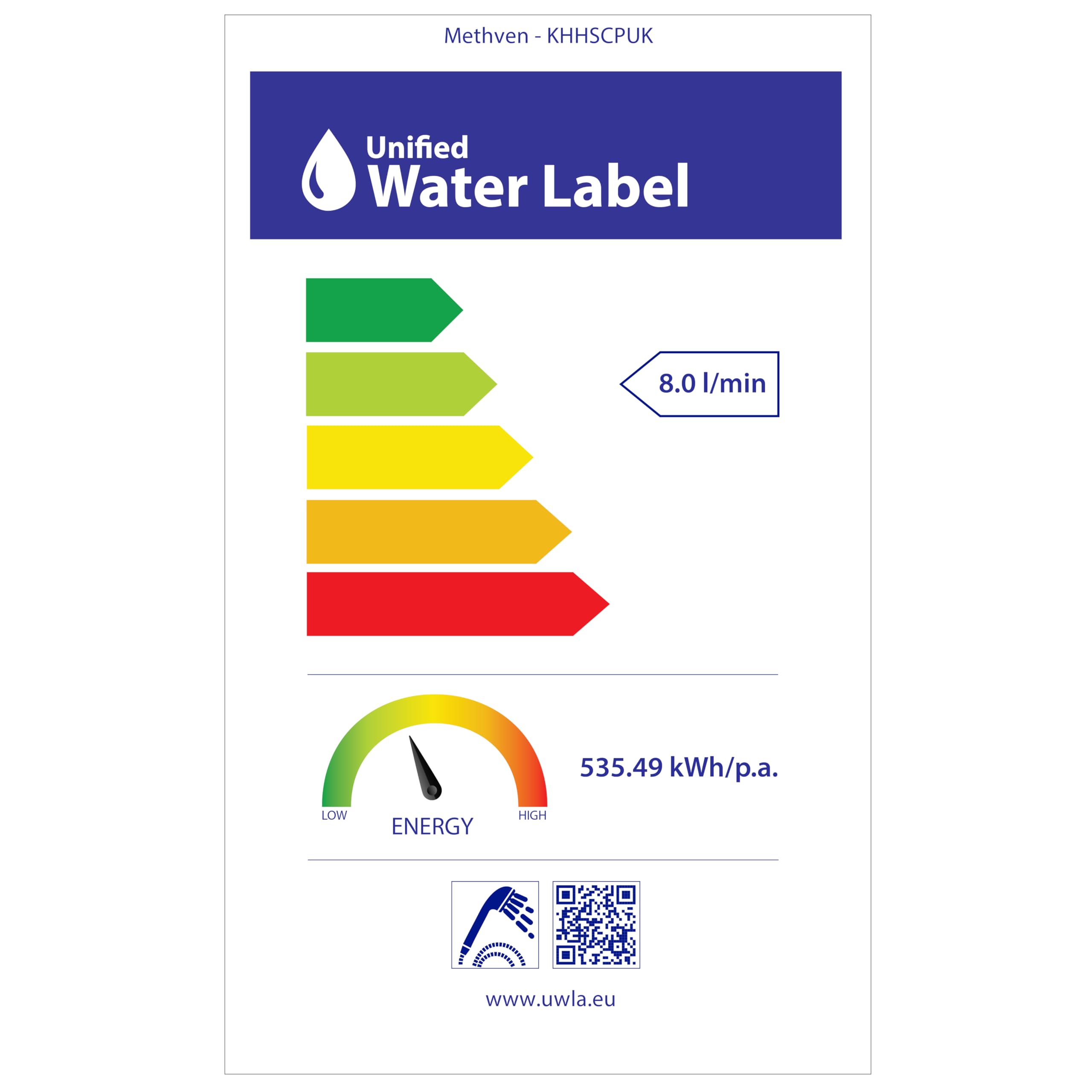 Methven Kaha Satinjet - Alcachofa de ducha de bajo consumo (8 l/min), acabado cromado, para cualquier sistema de presión baja o alta, ahorro de agua, rendimiento ecológico, auricular de ducha plateado