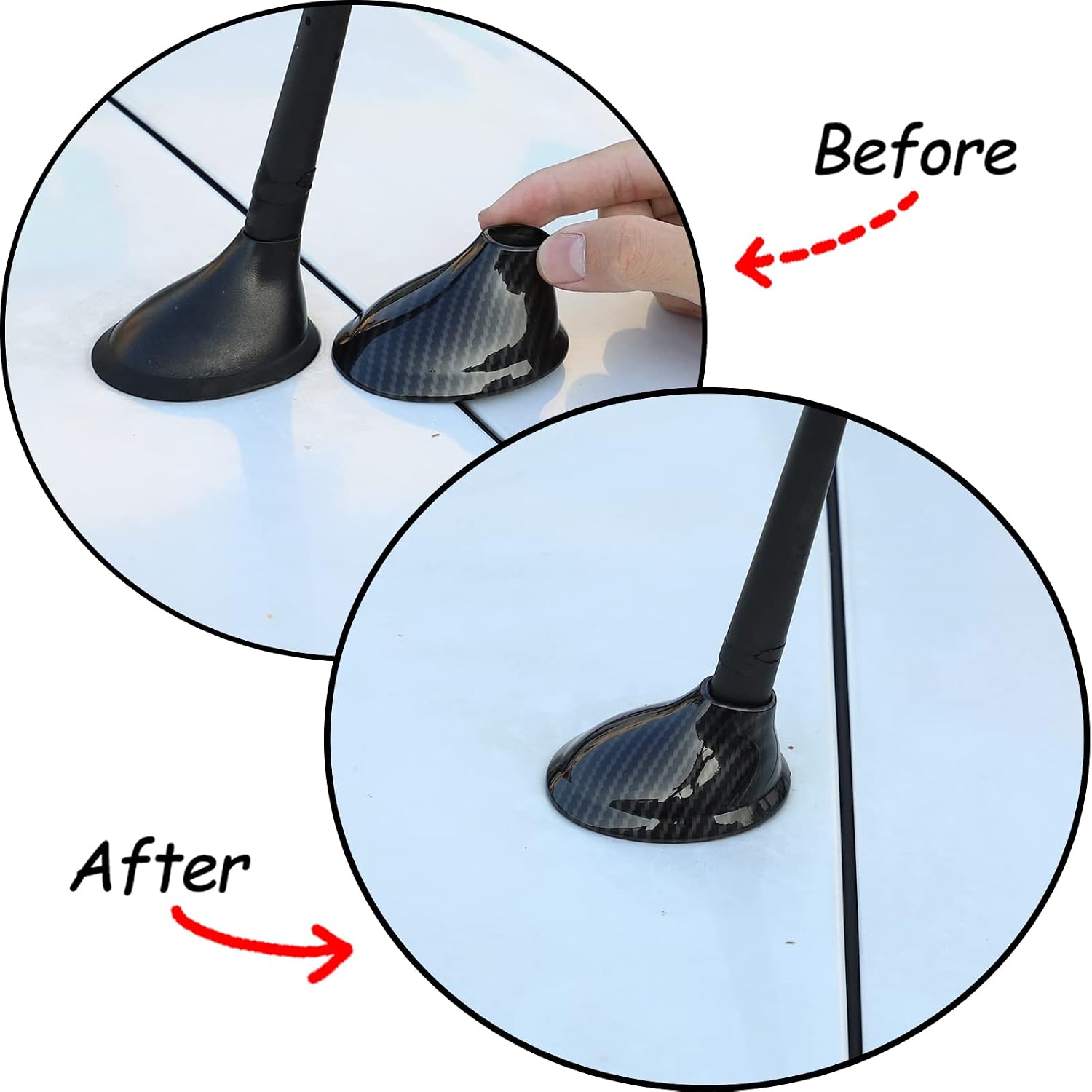 Fit for Fiat 500 2010 2011 2012 2013 2014 2015 Car Roof Antenna Cover,ABS Antenna Cover,Antenna Toppers 1 PCS (Carbon Fiber)