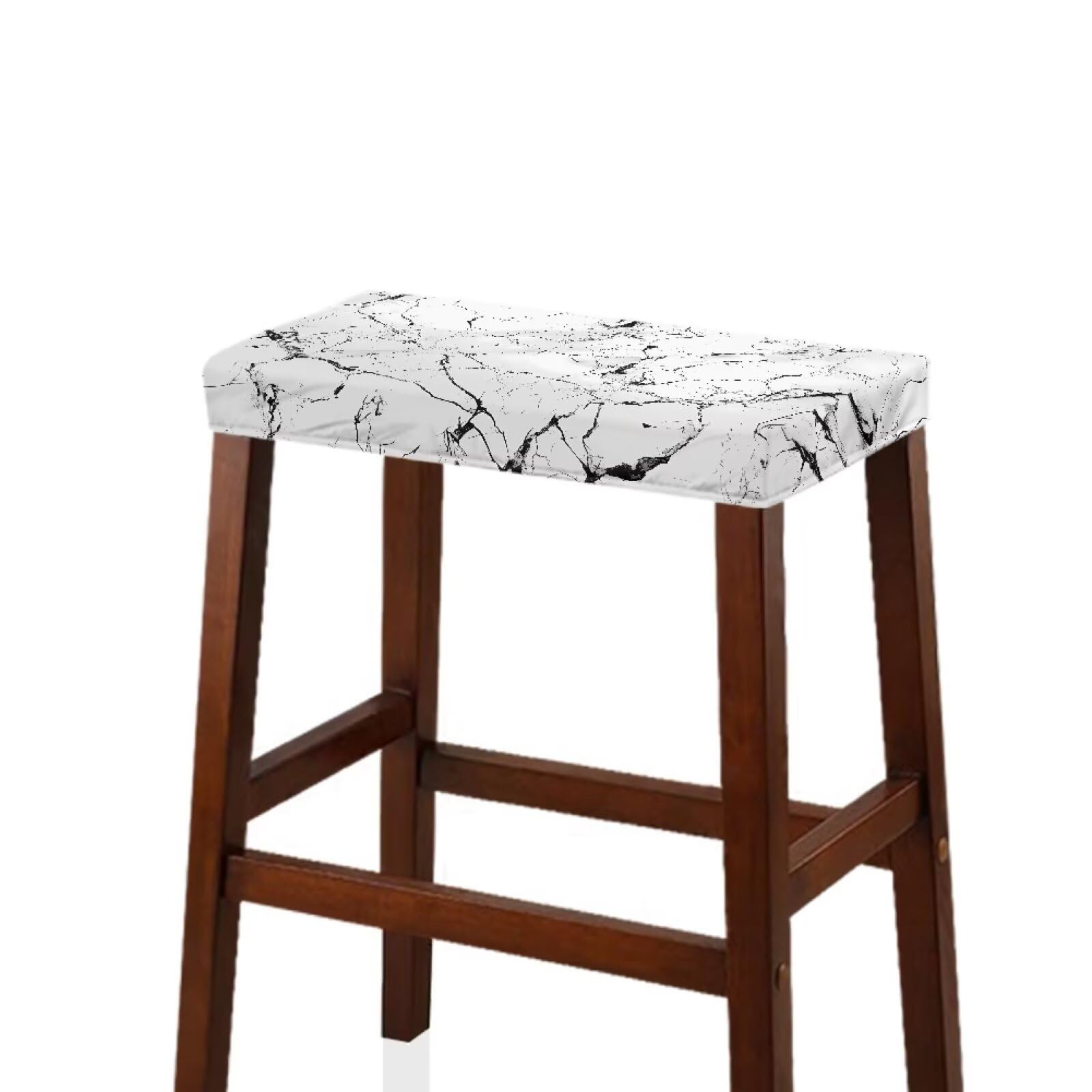 GLENLCWE White Marble Stool Cover Rectangle 2PCS Modern Stretch Bar Stool Cover Rectangle Vanity Stool Cover Non Slip Counter Stool Cover Home Furniture Decor Protector Washable