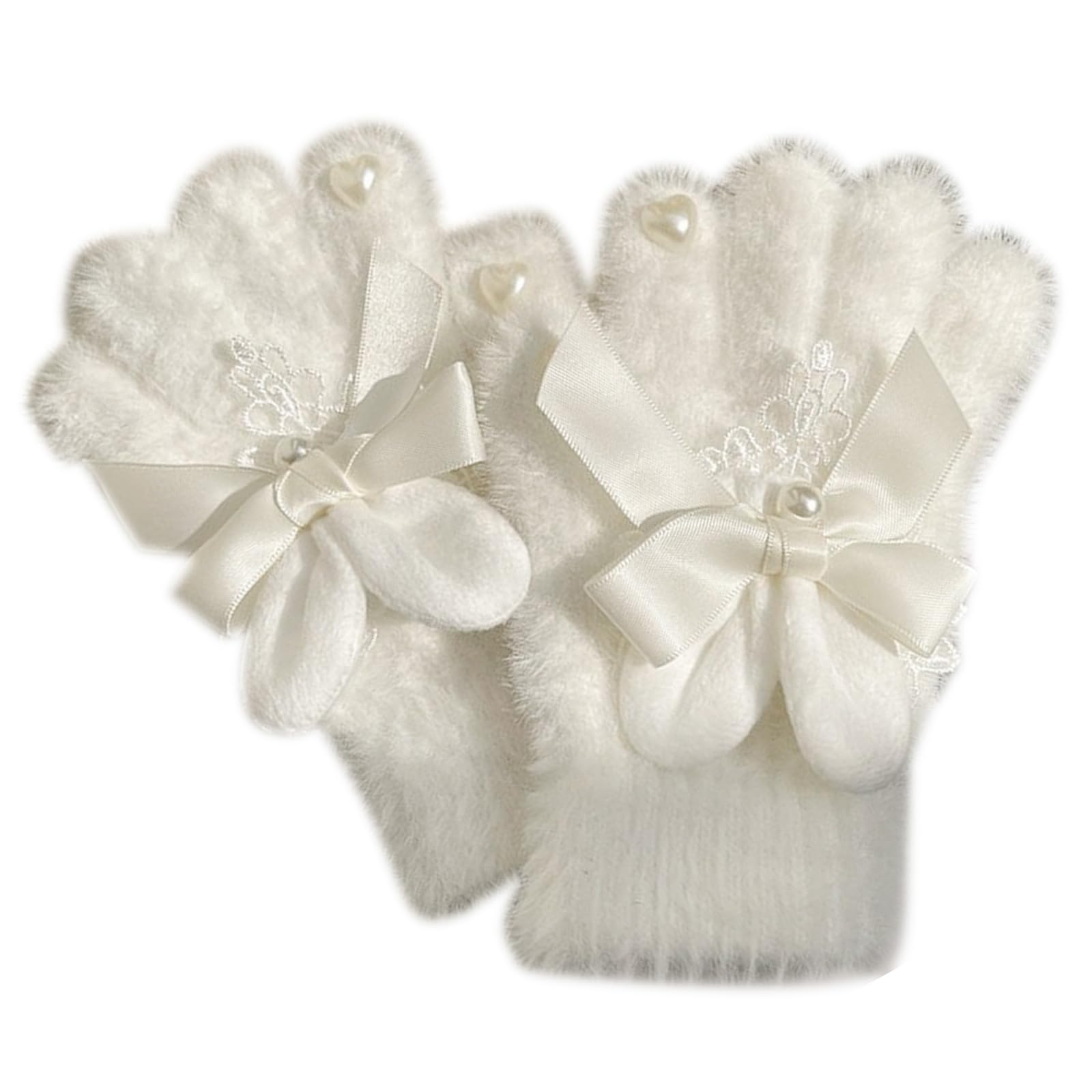 Hyclam JK Knit Gloves Winter Full Finger Mitten Thicken Warm Christmas Beadwork Lace Gloves For Girlfriend Full Finger Gloves For Women Full Finger Knit Motorcycle Gloves Full Finger Winter