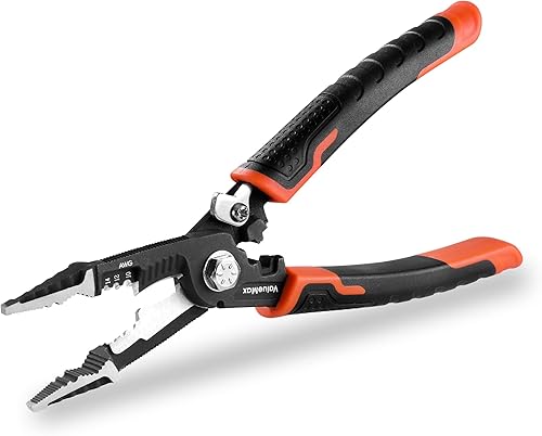 ValueMax Pelacables 6 en 1 y herramienta de prensado, cortador profesional multifuncional CR-V de 8.5 pulgadas para cable eléctrico