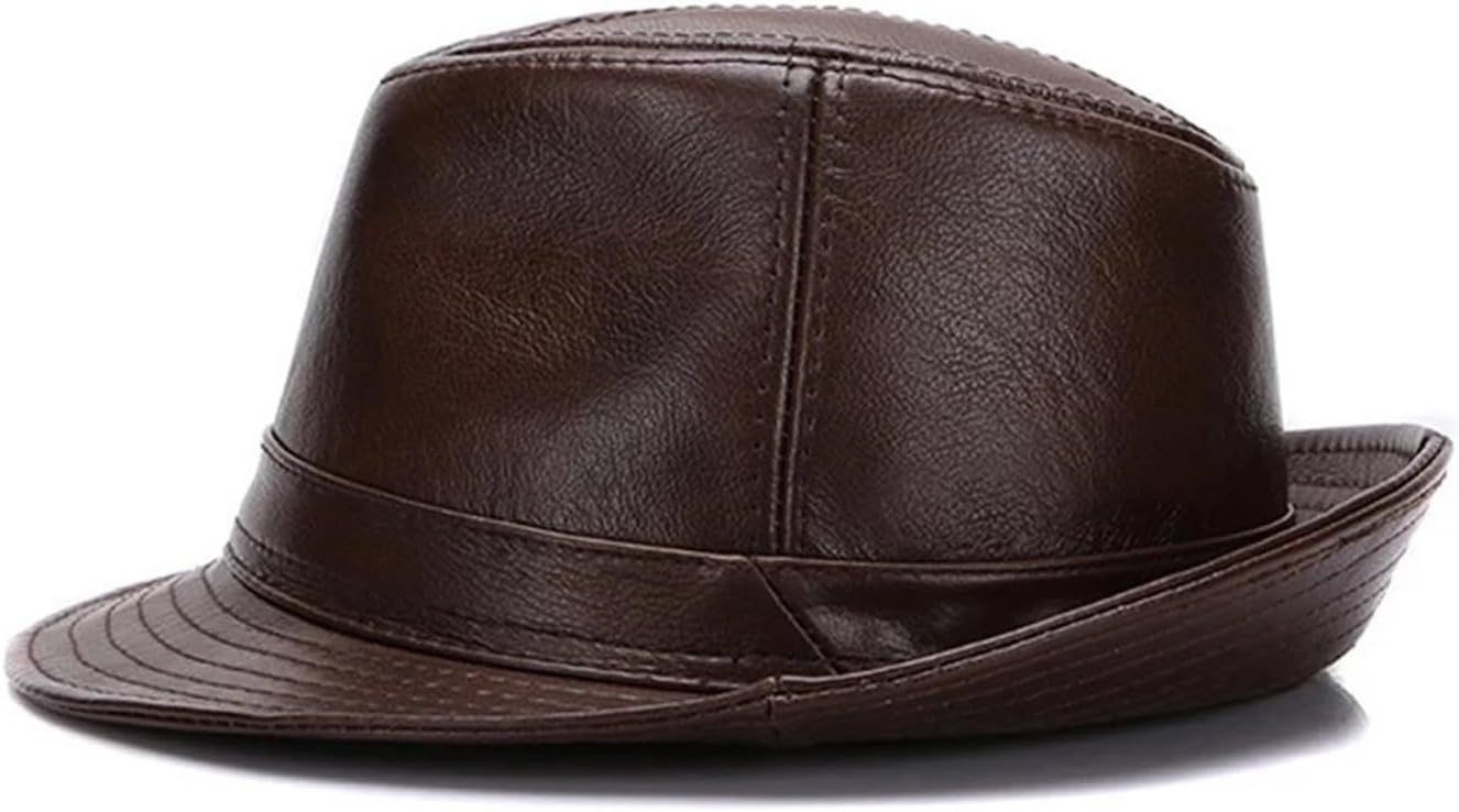 Top Hat Autumn Men Leather Top Hats Caps Winter Warm Bowler Hat for men