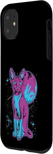 Miniatura 8 de iPhone 1212 Pro Vaporwave Sphynx Cat Moon Hairless Cats Lovers Case