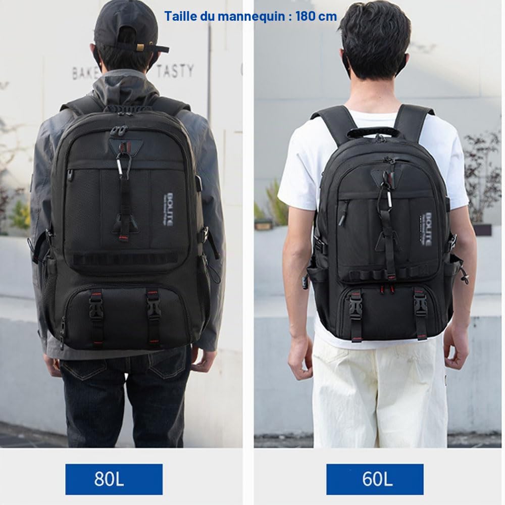 Sac a Dos Homme Travail, Extensible 60L 80L Sac a Dos Ordinateur, Sac a Dos Voyage Cabine Avion, Sacs à Dos pour Ordinateur Portable,Sac Ordinateur Homme