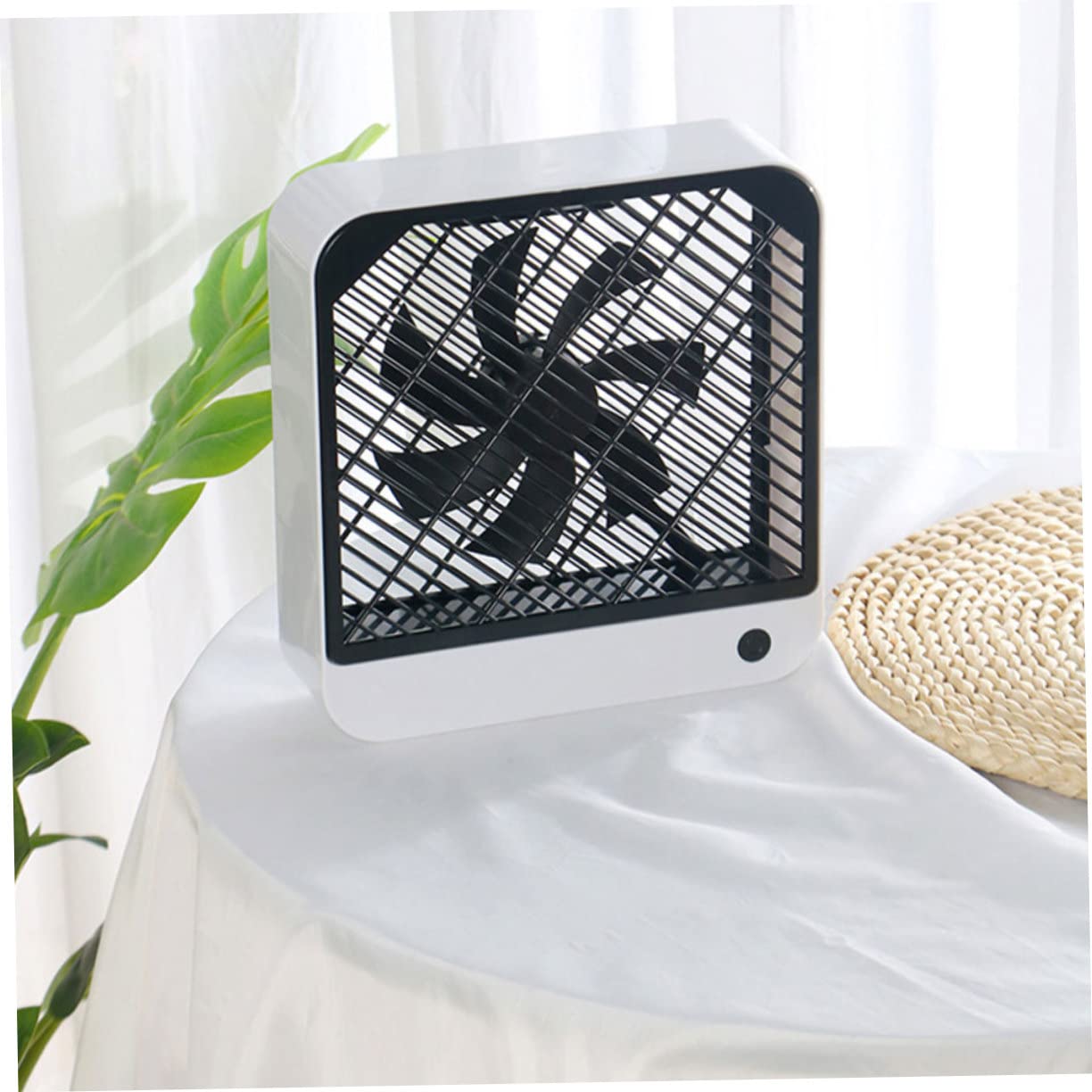 Amosfun Ventilatore da Tavolo USB Ricaricabile Bianco, Silenzioso | Mini Ventilatore a Batteria per Casa e Ufficio, Plastico Leggero, Vacanze Estive, Decorazioni Scuola