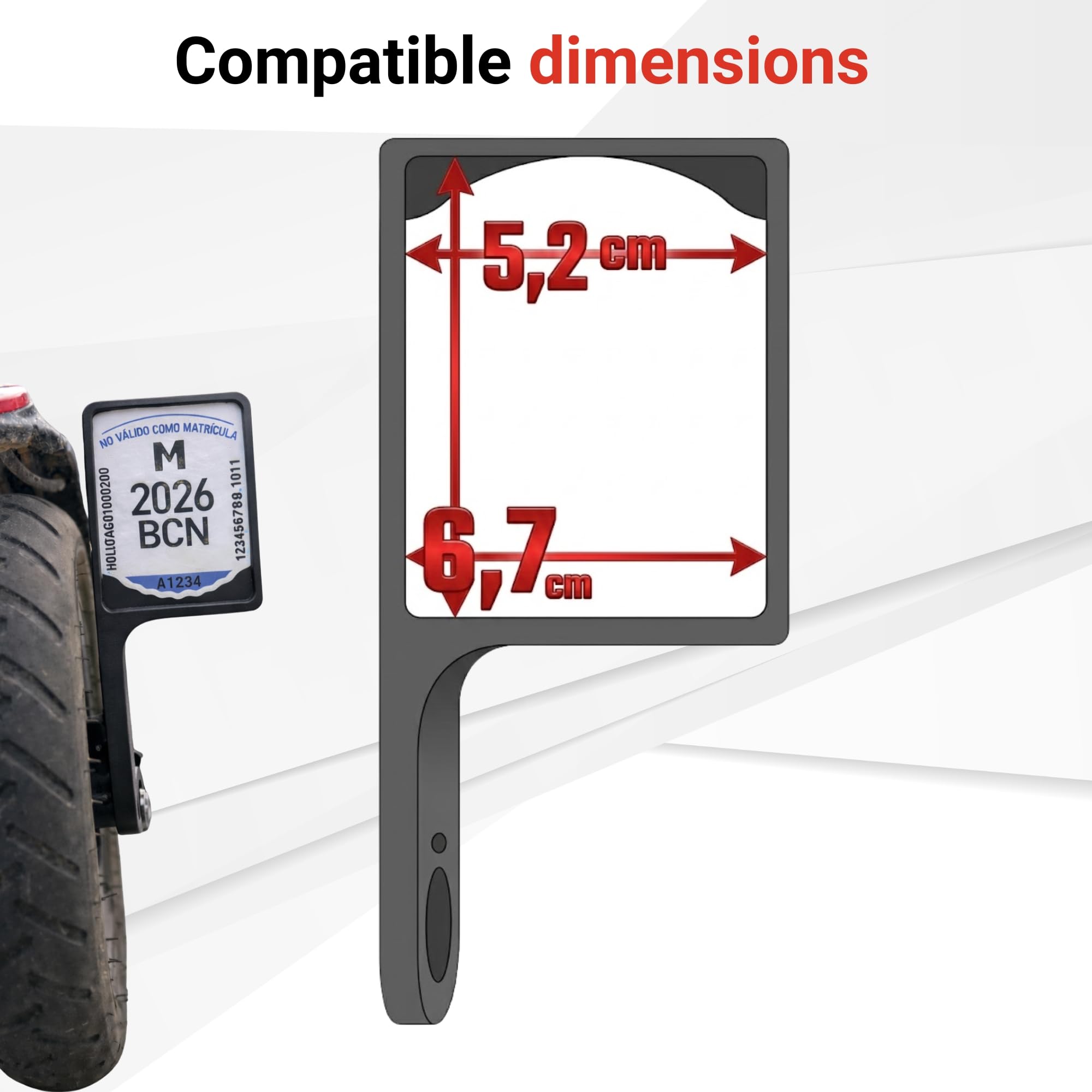 Portamatrícula para Patinete Eléctrico VMP Universal, Soporte Flexible de Placa Identificativa con Fijación por Tornillo, Protector Transparente Extraíble, Accesorio para Scooter (Lado Derecho) — view 7