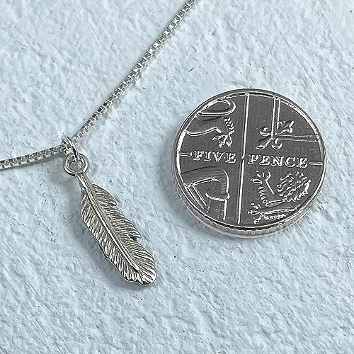 Purple Piglet Gifts Genuine Sterling Silver Feather Necklace Gift Card 'Feathers Appear When Angels Are Near' Present Gift Box 18 Inch Chain Jewellery
