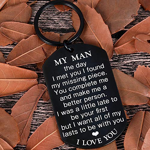My Man Keychain Anniversary Valentine s Day Gifts for Him Men Boyfriend Husband to Be Key Chain I Love You Gifts for Hubby Birthday Fiance Groom Wedding Engagement Presents from Girlfriend Wife Black