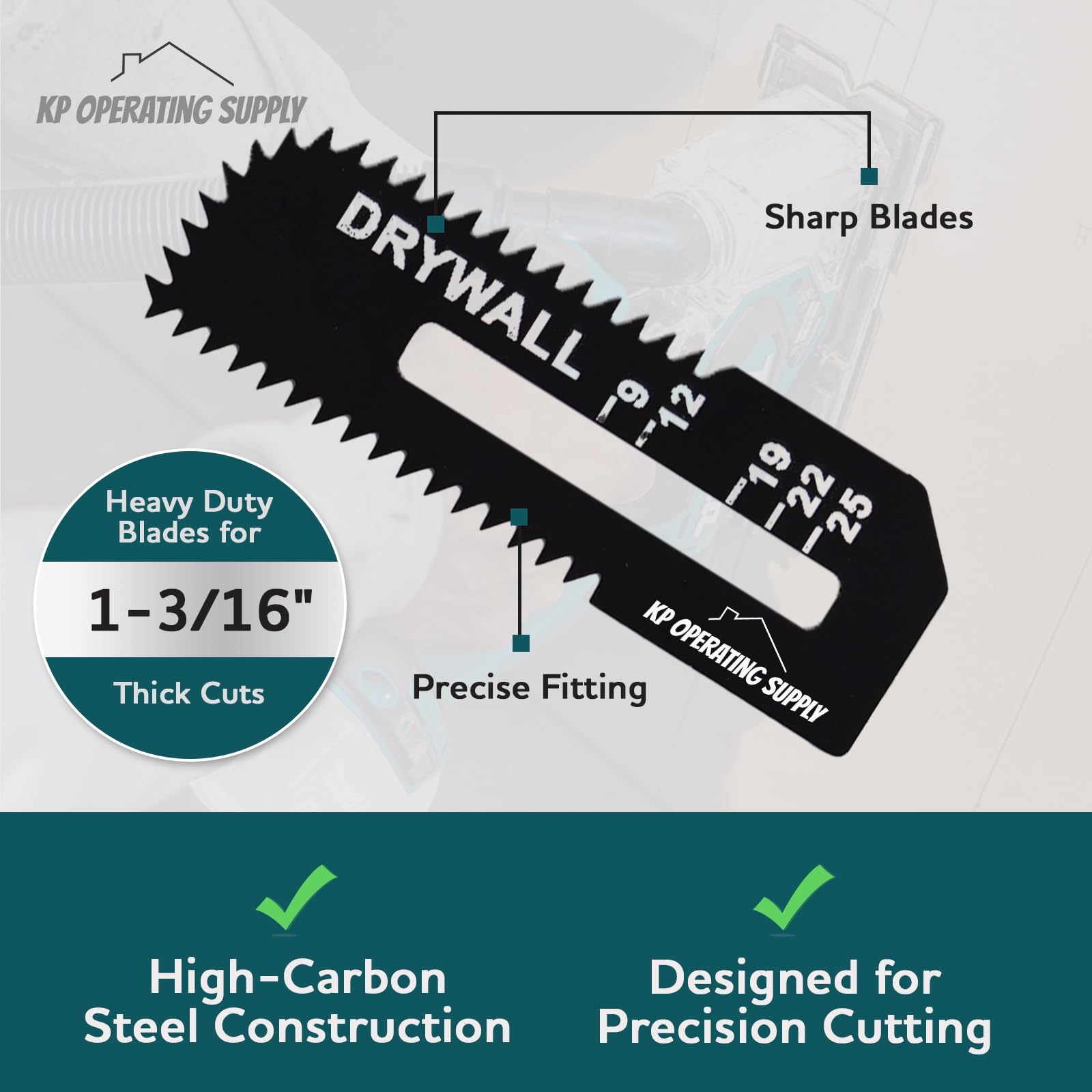 Paquete de 5 cuchillas de sierra para paneles de yeso Makita, acero de alto carbono, inalámbricas, cortan paneles de yeso de hasta 1-3/16 pulgadas de grosor KP Operating Supply