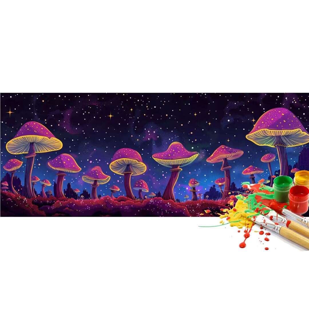 Pintar por Numeros Adultos Misterio Seta 100 X 50 cm, Acrílico Cuadros para Pintura por Numeros Kit Manualidades Adultos, DIY Paint by Numbers para Decoración del Hogar Pared Regalos (Sin Marco)-YH284