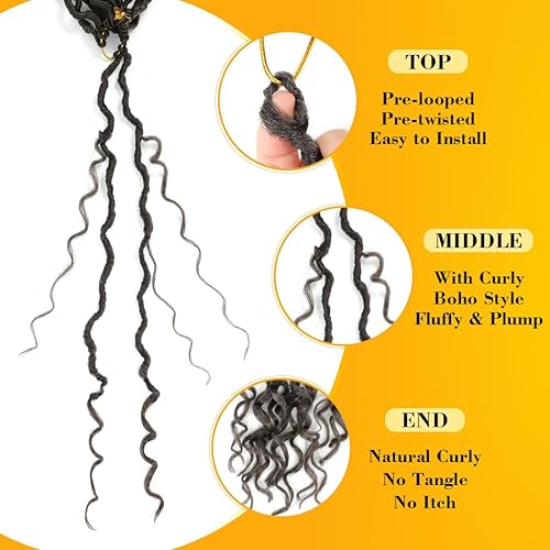 Miniatura 6 de 7 paquetes de cabello de ganchillo Goddess Locs de 18 pulgadas, cabello sintético de ganchillo para mujeres negras, cabello de ganchillo con