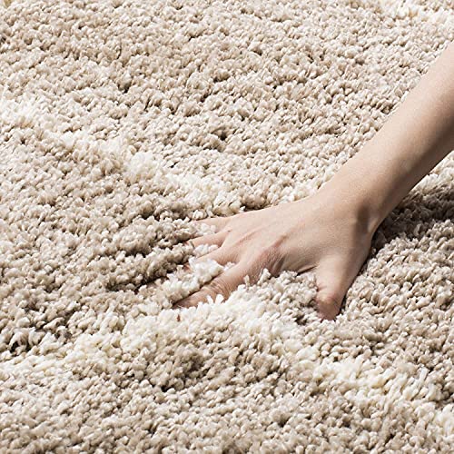 Image of Premium Antiskid Shaggy Carpet /Rug Plain Fur Rectangular Rugs,Soft Microfiber for Bedroom,Living Room,Kids Room,Hall etc (Beige Box, 2X2 FEET Round)
