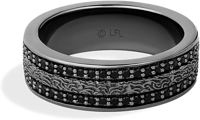 Jewelili Star Wars™ Fine Jewelry In Carbonite Women's Ring 1/3 Ct.Tw. Black Diamonds Silver with Black Rhodium