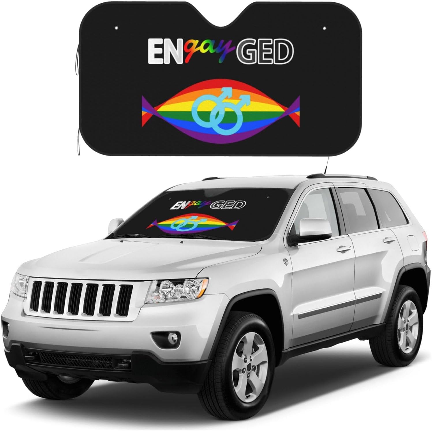 Why Be Afraid to Be EnGayged Foldable Car Windshield Sunshade Blocks Heat and Sun Glare Uv Rays