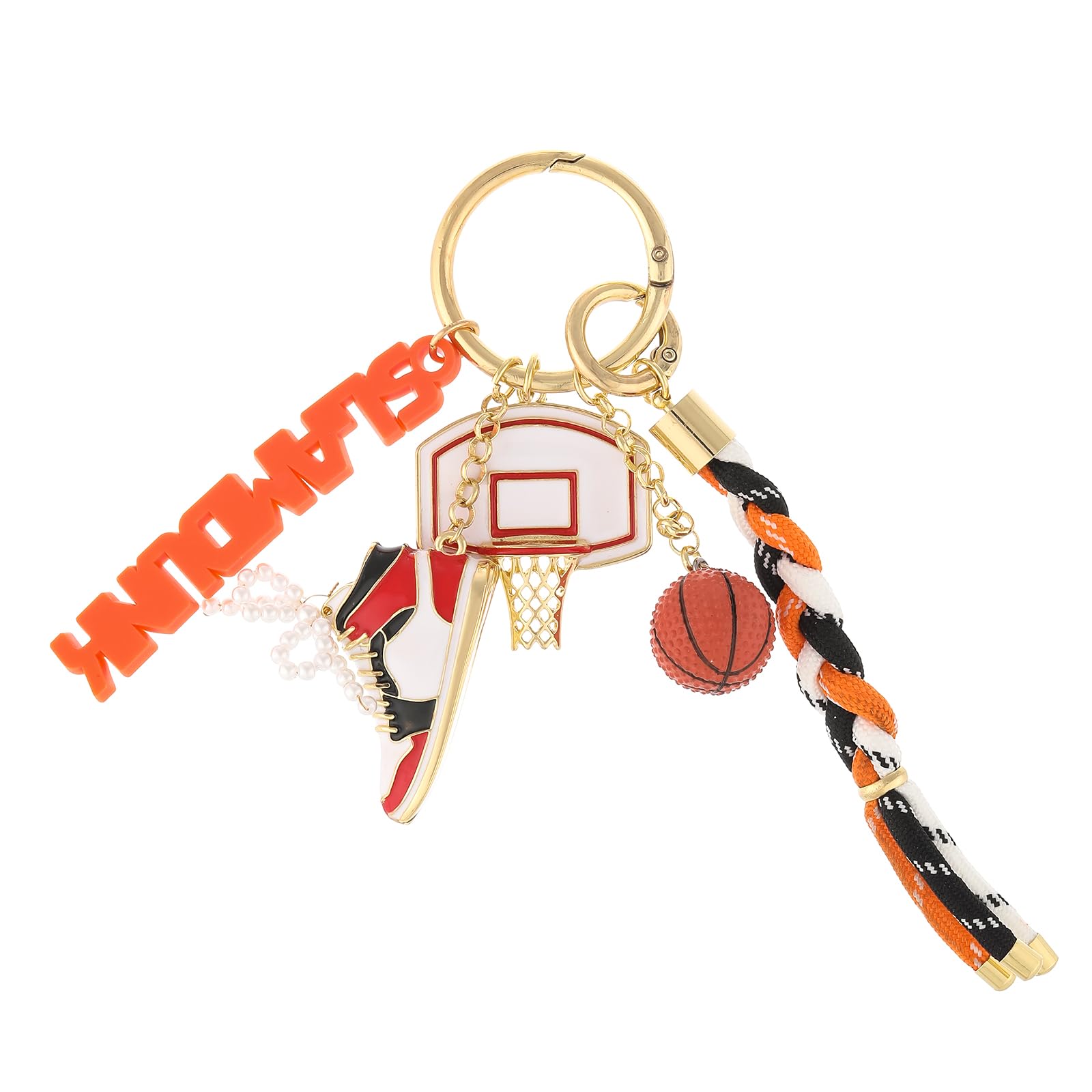 Madison Tyler Cute Football Basketball Ballet Love Cheer Good Vibes Keychain for Women | Bag Charms for Handbags Purse Charm, Basketball, 5"