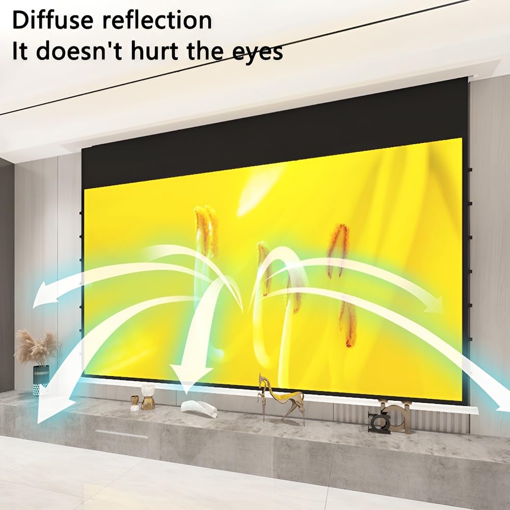 SOYDAN Schermo per Proiettore motorizzato a Scomparsa con Telecomando, Schermo cinematografico 16:9 4K HD Ultra, Telo Proiettore per Interni per Home Theater(84 inch)