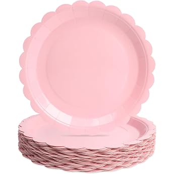 Paper Plates Pink 23 cm Pack of 50 Party Tableware for 50 Guests Children's Birthday Boys and Girls Party Decoration