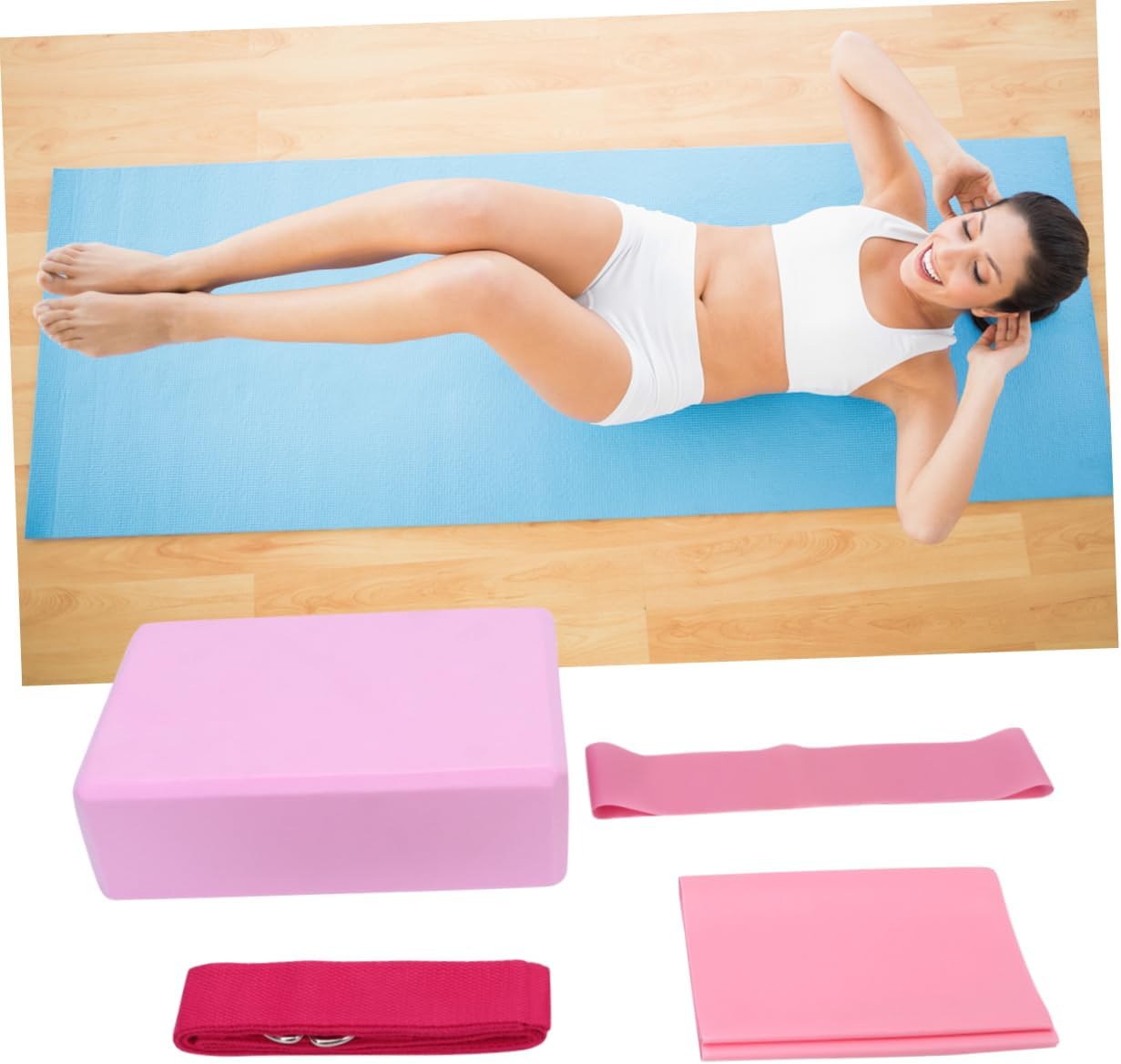 KOMBIUDA Equipment Yoga Mat Straps Brick Latex Pull Towel Stretch Band Resistance Ring for Fitness
