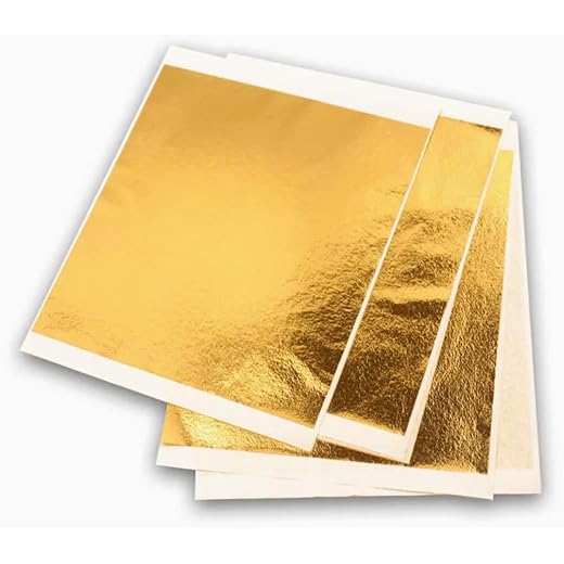 Metallic Gold Leaf Sheets Pack of 25, 14 cm