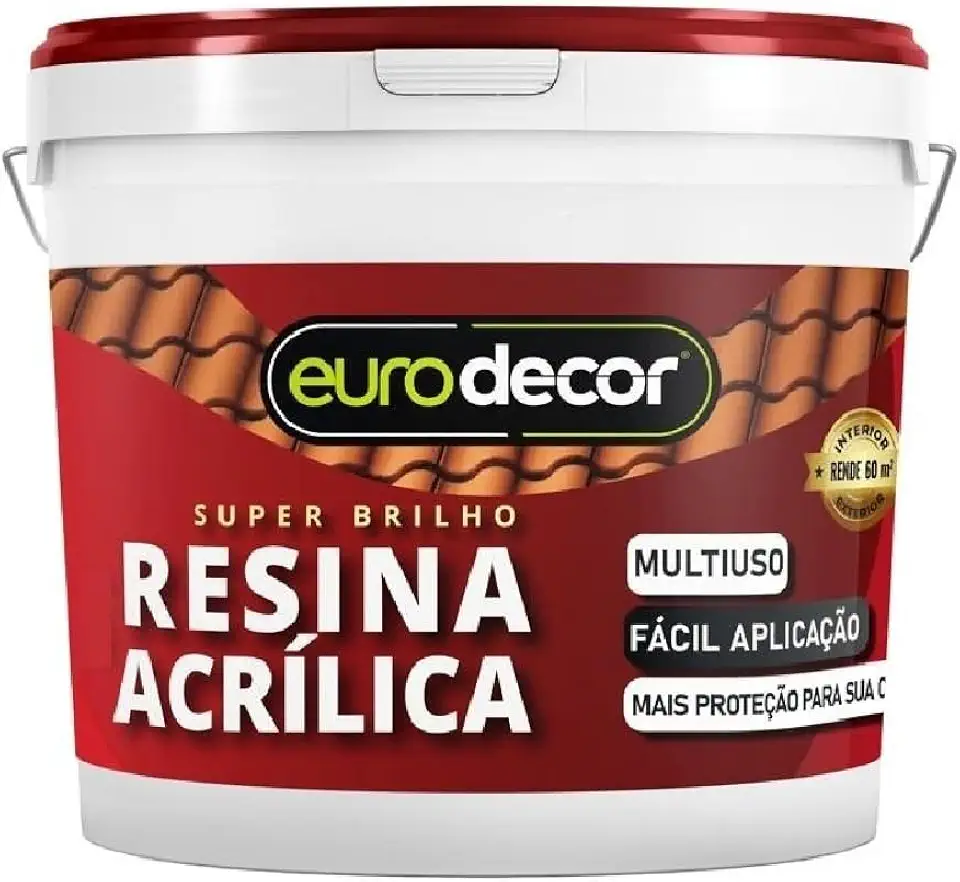 Resina Acrílica Premium Base água 1L Impermeabilizante Brilhante Euro Decor