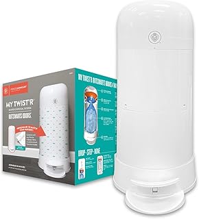 Prince Lionheart Diaper Disposal System MY TWISTâ€™R Diaper Pail with Refill Bags, Outsmart Odors, Drop Step Done, Baby Registry Newborn Essentials