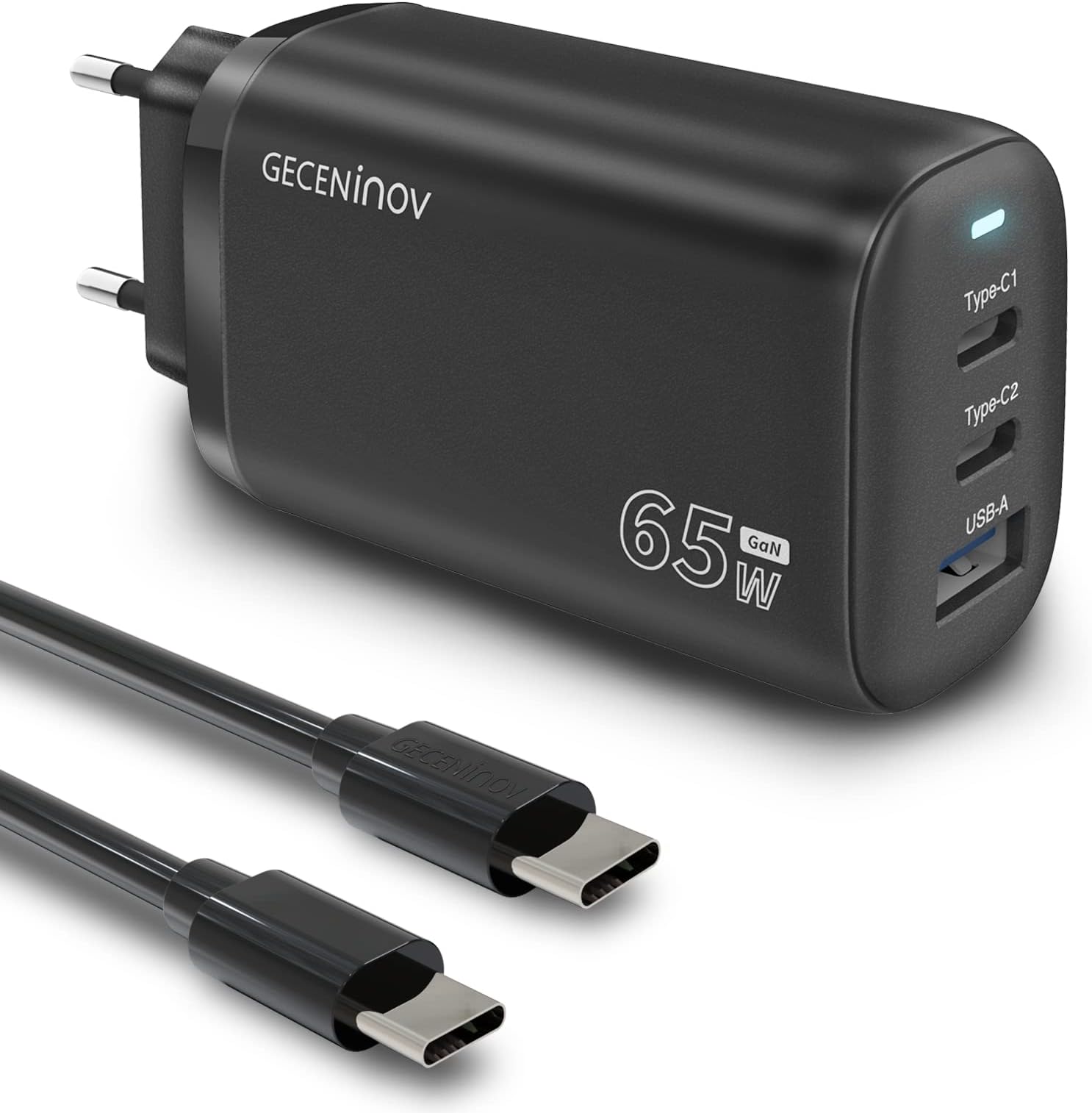 USB C Ladegerät 65W GaN Mit 2m Kabel | PD3.0 & PPS Schnellladung Für MacBook, IPhone, Galaxy