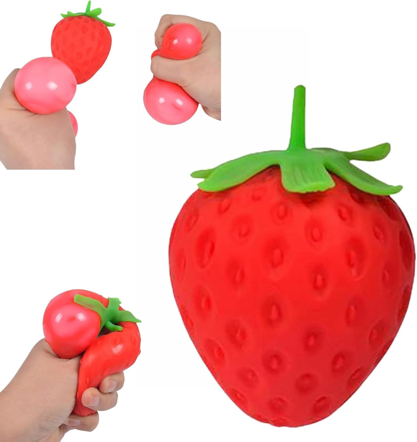 Giant Strawberry Squishys, Jumbo Big Strawberry Stress-Ball, Cute Sensory Fidget Stress Balls for Adults Stress & Anxiety Relief, Ideal for ADHDs, Autisms, Office Desk, Classroom & Party Favors 1pcs