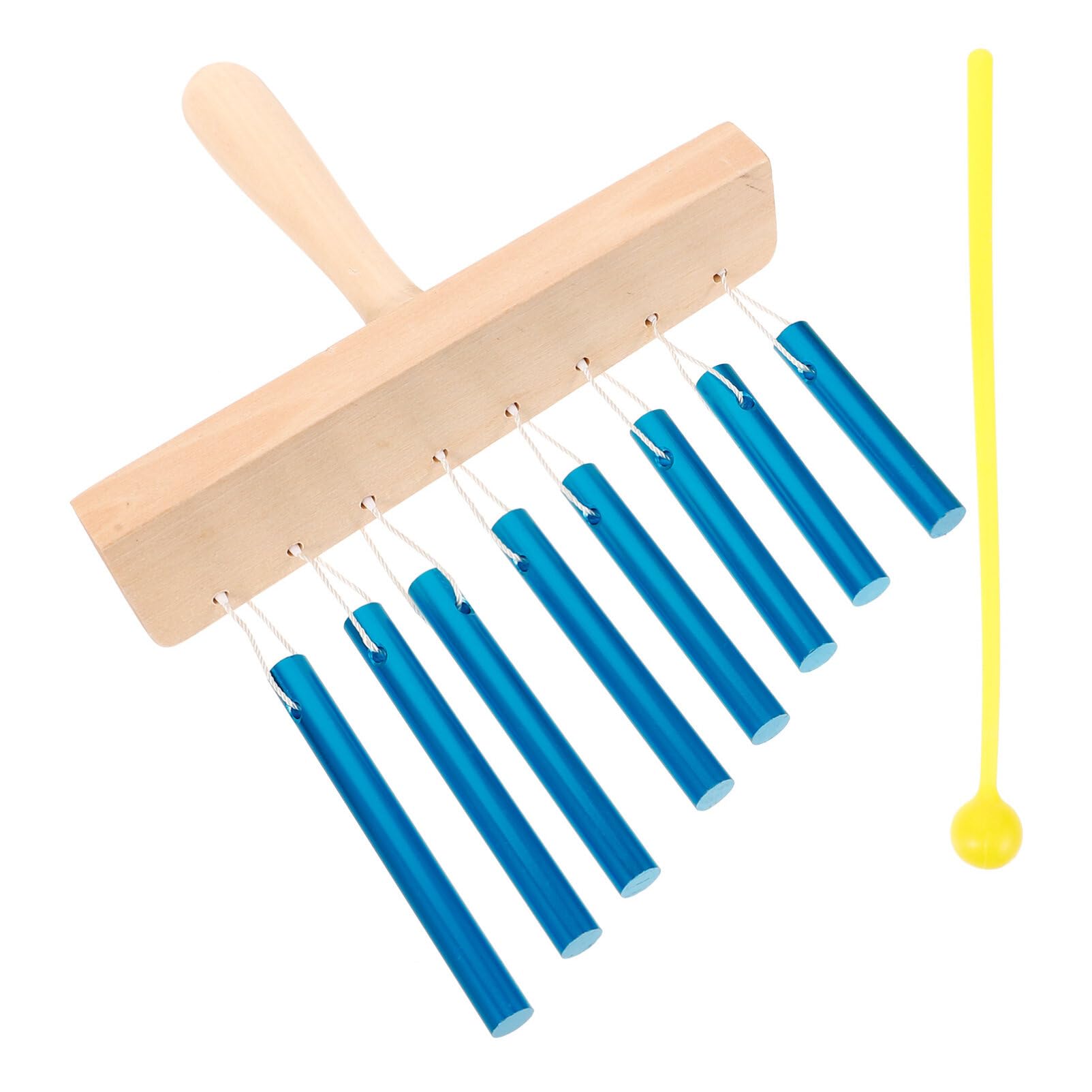 ibasenice 8 Note Chime Table Top Bar Chime Wind Chime 8 Bars Instrument Percussion with Mallet Preschool Toy for Classroom Management Teaching Supplies Blue