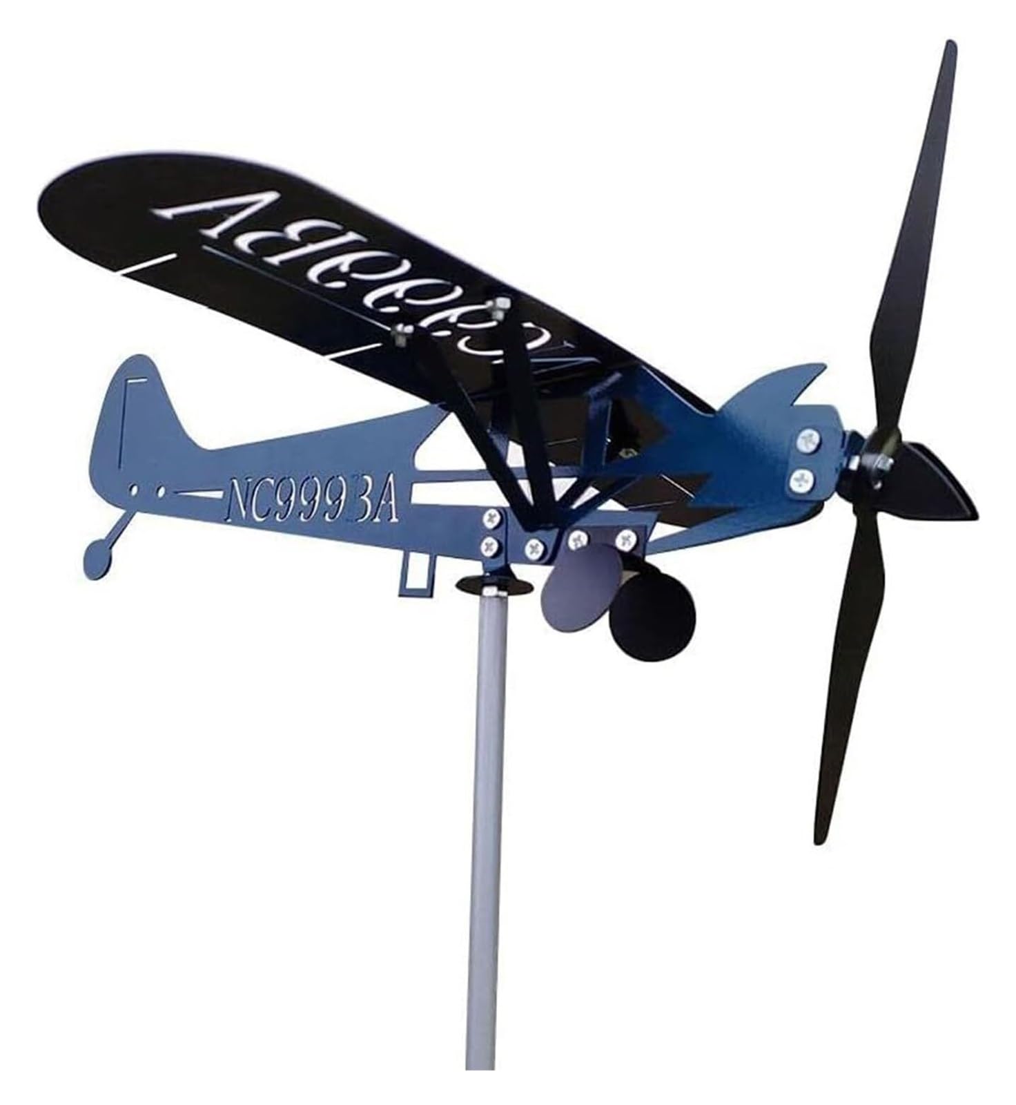 TAXXII Metal Airplane Weathervane Weather Vane Iron Outdoor Wind Spinner for Garden Patio Lawn Yard Ornaments(Blue)