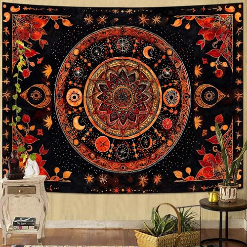 Lunerfex Mandala Moon and Stars Tapestry Boho Tapestry for Bedroom