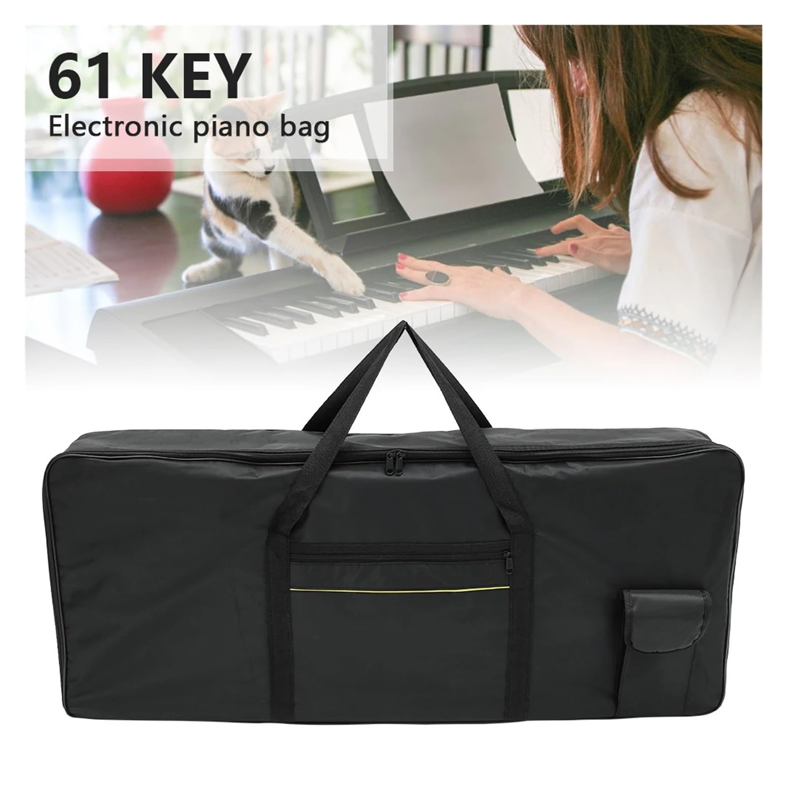 Borsa per Tastiera Borsa for tastiera a 61 tasti Strumento in nylon più spesso for a Custodia impermeabile for pianoforte elettronico for viaggi all'aperto a casa(Black 2PCS)