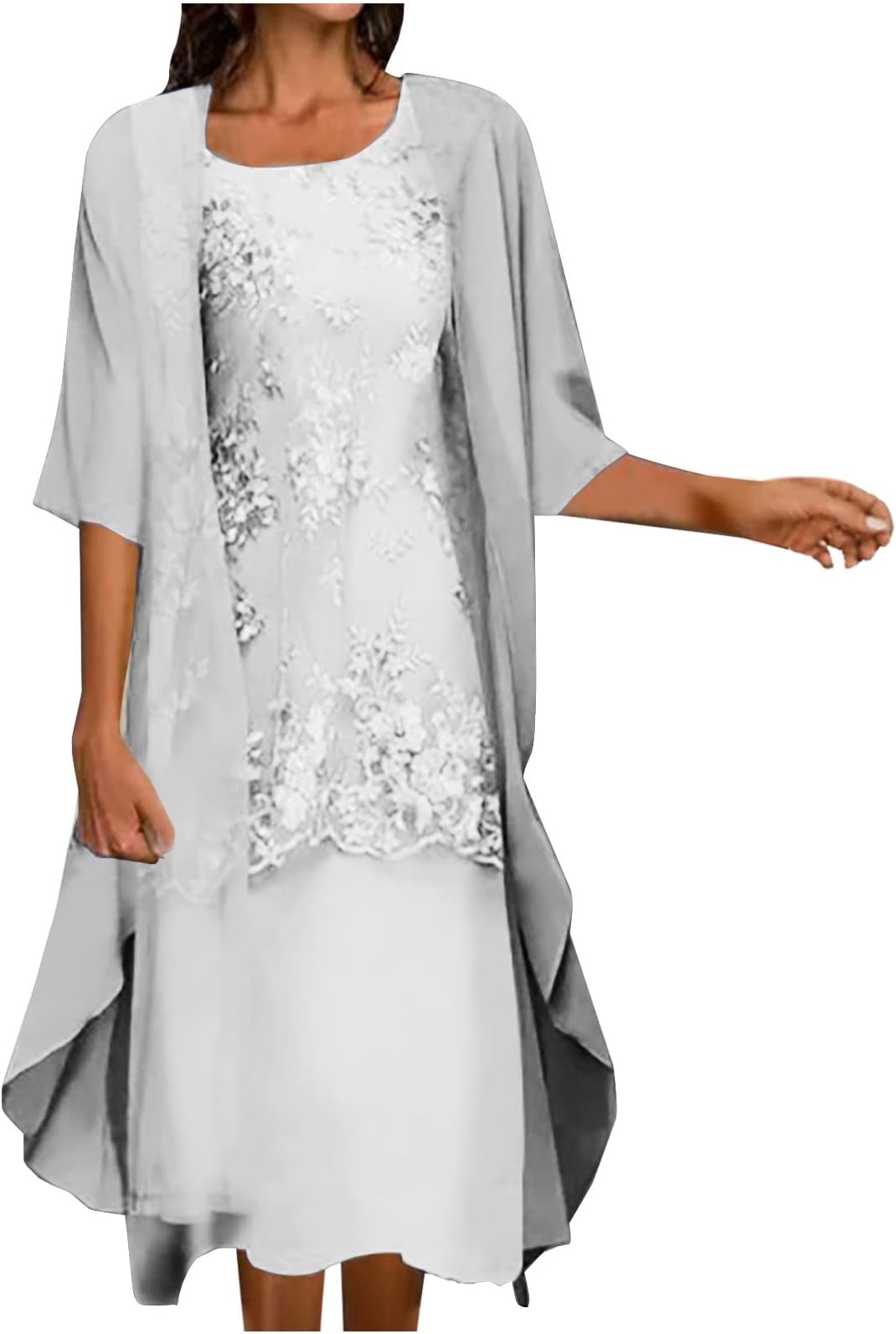 AMhomelyDresses for Women Party Elegant Casual V-Neck Sleeveless Dress Solid Long Sleeve Coat Two-Piece Set Ladies Soft Flowy Dress Wedding Guest Dresses Bridesmaid Dresses Party Elegant Dress