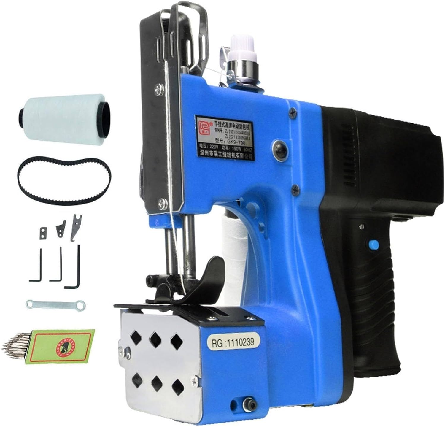 Portable Bag Closer Machine For Woven Paper, Sewing W/Line,190w Handheld High Speed Machine-Industrial Sealing Machine-1800-2600 Needle/Min(Blue)