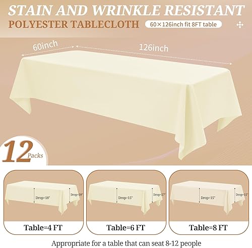 Miniatura 299 de Paquete de 4 manteles redondos blancos de 120 pulgadas – Mantel circular de poliéster para mesa redonda, resistente a las manchas y a las arrugas