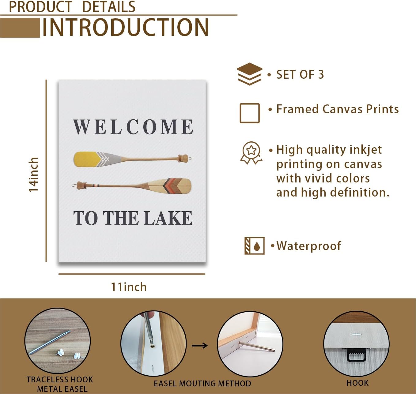 Nogrit lake decor,lake wall art,Lake House Canvas Wall Art 11×14 Set of 3, Lake Themed Decor For Lake House,Gifts for Lake Lovers Lake House Owners,lake wall decor,lake house gifts