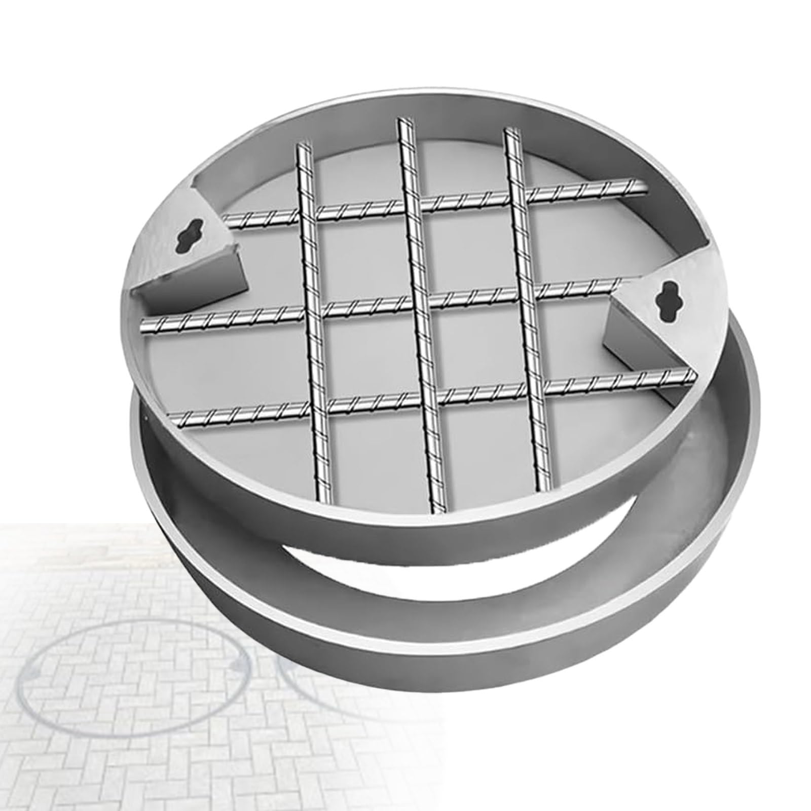 Couvercle de trou d'homme invisible 70x70 cm avec cadre en acier inoxydable rond