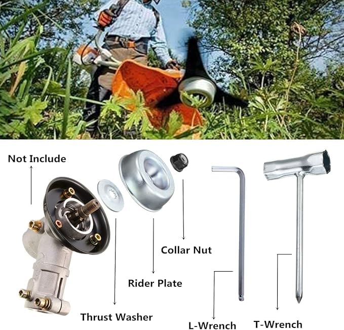Image of Blade Adapter Accessory Maintenance Kit for Stihl FS55 FS55R FS56 FS56RC FS70R FS80 FS85 FS90 FS90R FS94 FS100RX FS110 FS120 FS130 FS130R Includes Thrust washers, gaskets, Retainer nut, Wrench