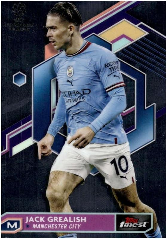 2022-23 TOPPS FINEST UEFA #95 JACK GREALISH MANCHESTER CITY SOCCER OFFICIAL TRADING CARD OF SOCCER