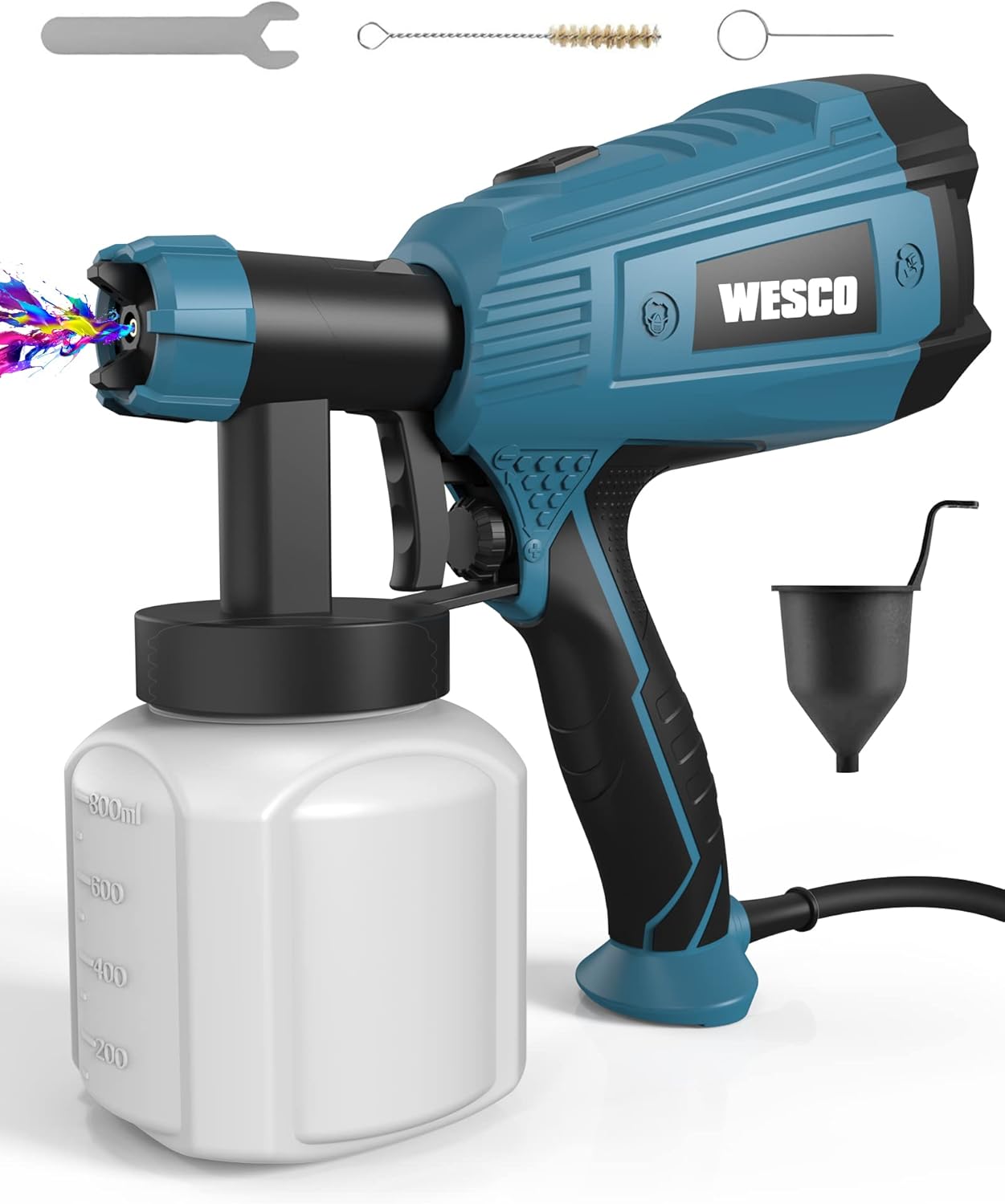 Electric HVLP Paint Sprayer,WESCO 500W Spray Gun with 3 Painting